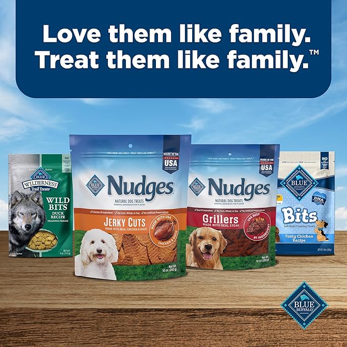 Blue Buffalo Nudges Jerky Cuts Dog Treats, Made in the USA with Natural Ingredients, Chicken & Duck, 36-oz Bag (Pack of 3)