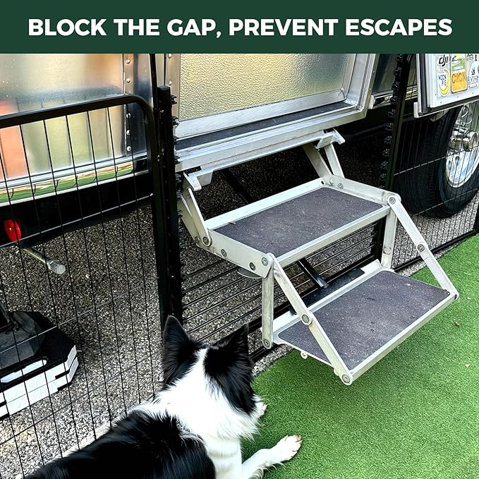 FXW Rollick Unleashed Dog Playpen for Indoor, Yard, RV Camping, 32 inch 16 Panels Dog Pen with RV Step Grid for Small and Medium Dogs, Black│Patented