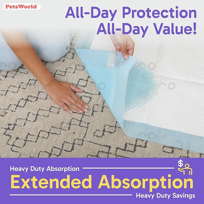 PetsWorld Enormous Dog Pee Pads 37"x54" 600 Count – XXXL Pet Pee Pads for Giant Dogs & Pets, Heavy Duty Leak-Proof Dog Training Pads, Super Absorbent Quick-Dry Potty Pads with Adhesive Tabs