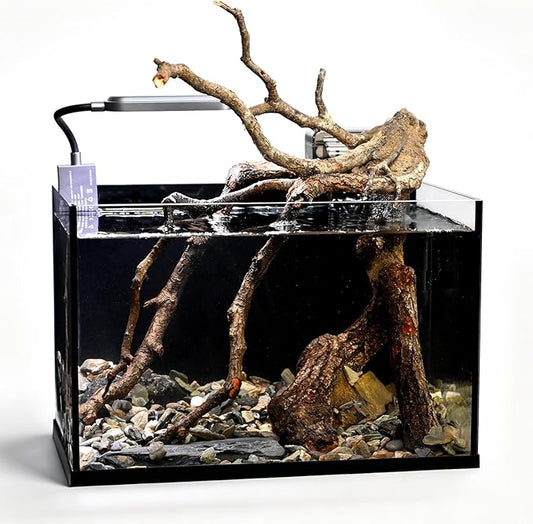 2.8 Gallon Small Aquarium Set Glass Fish Tank,Nano Nature Aquarium Kit with Waterfall Filter and Light for Beginners and Children to Keep Betta Fish, Goldfish, Shrimp, and Aquatic Plants