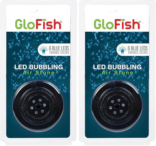 GloFish Blue LED Bubbler, Aquarium Lights with Air Stone for Fish Tanks 2.6-Inch x 4-Inch x 0.5-Inch (Pack of 2)