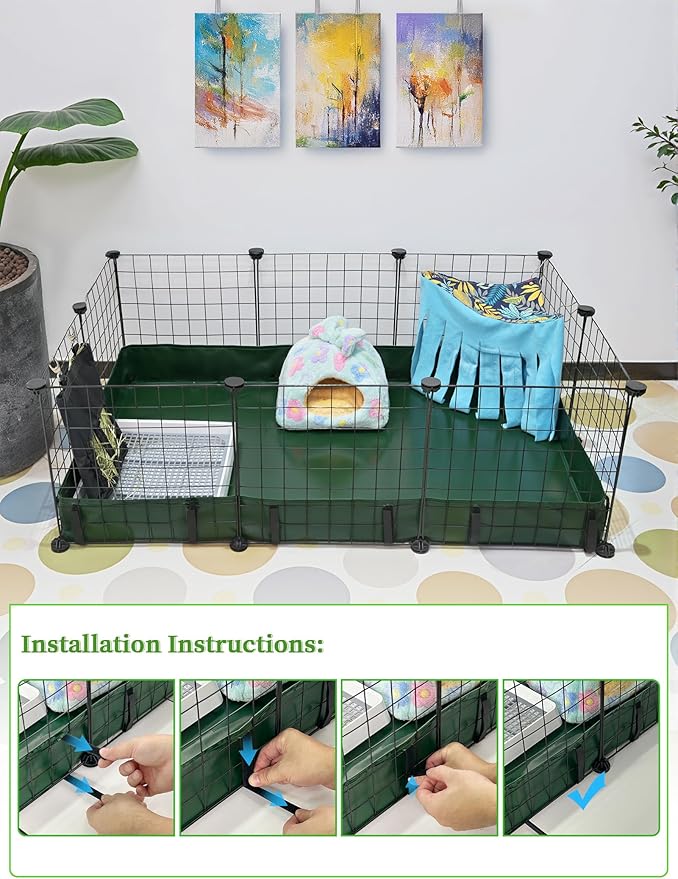 Guinea Pig Cage Liner, for 28"x42" Area Waterproof/Leakproof Base for Guinea Pig Cages. Reusable Bottom for Rabbits Hamsters Hedgehogs and Other Small Animals. Green