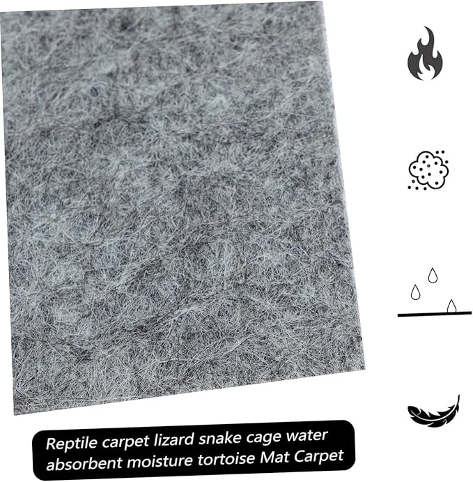 Bearded Dragon Reptile Carpet Liner Soft Moisture Retentive Substrate for Terrarium Grey Mat for Snakes Lizards Turtles Breathable Comfortable Habitat