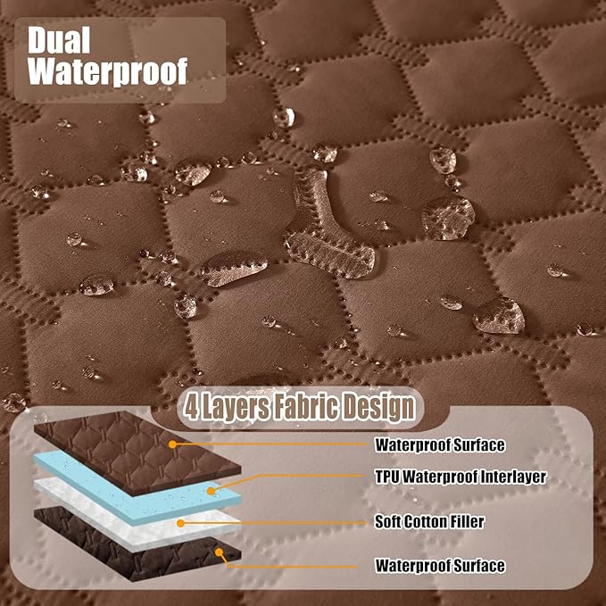 Smiry Waterproof Dog Bed Cover Blanket, Soft Reversible Pet Blanket, Washable Leakproof Cats Dogs Couch Cover for Sofa, Couch, Furniture (82x82 Inch, Brown/Chocolate)