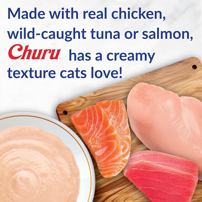 INABA Churu Cat Treats, Lickable, Squeezable Creamy Purée Cat Treat with Green Tea Extract & Taurine, 0.5 Ounces Each Tube, 50 Tubes, Tuna Variety - Image 2