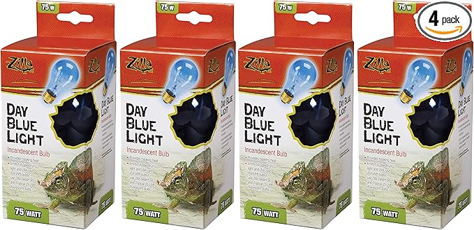 Zilla Incandescent Day Blue Light Bulb for Reptiles 75 Watt - Pack of 4