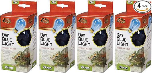 Zilla Incandescent Day Blue Light Bulb for Reptiles 75 Watt - Pack of 4