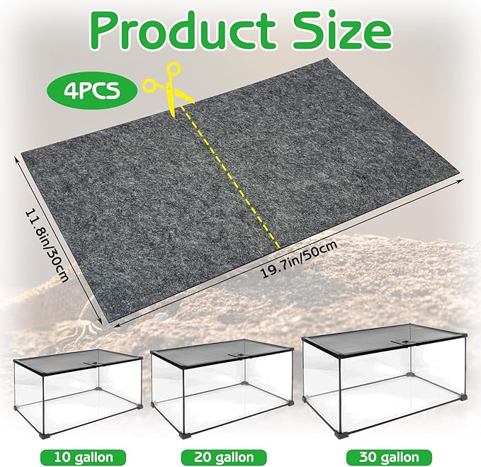 Tfwadmx Reptile Carpet, 2 Pack of Bearded Dragon Mat Terrarium Bedding Substrate Liner Reptile Mat for Snake Turtle Lizard Geckos Hermit Crabs (20'' X 12'')
