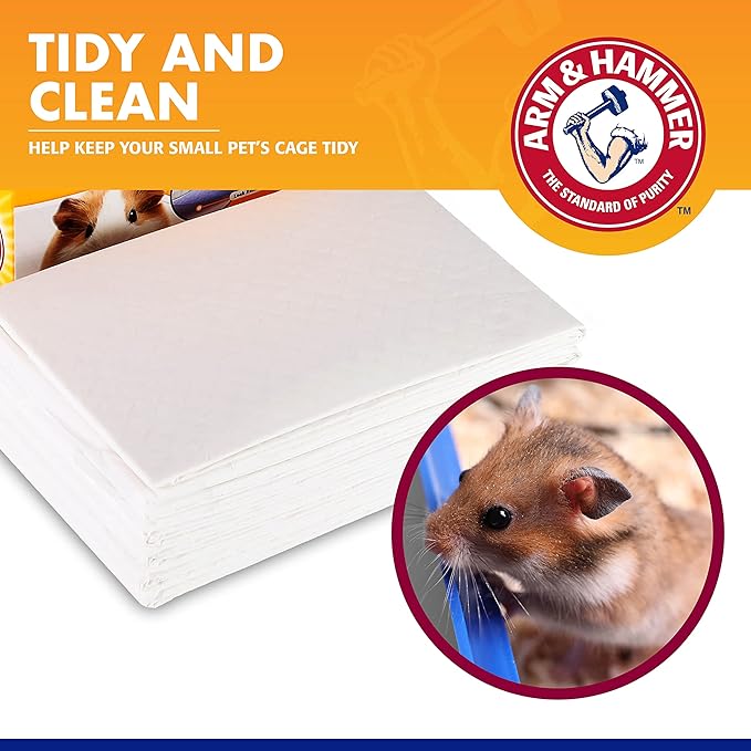 Arm & Hammer Super Absorbent Cage Liners for Guinea Pigs, Hamsters, Rabbits & Small Animals, Odor Control Cage Tray Liners for Wire or Mesh Grate Cages, Trim to Fit, 7 Count - 48 Pack