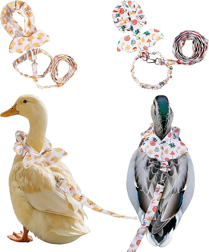 2 Pcs Chicken Leash, Duck Harness and Leash Set, Adjustable Small Animal Harness Leash, Chicken Leash and Harness Set, Chicken Vest Easy to Wear for Goose Duck Training Walking Strap Traction Rope