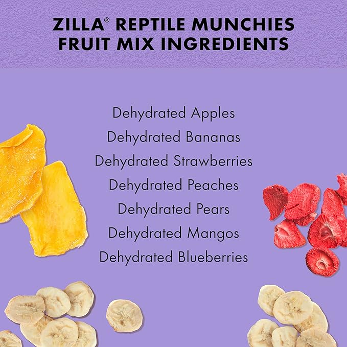 Zilla Reptile Food Munchies Fruit Mix for Pet Iguanas, Skinks, Tegus, Box Turtles, Tortoises & Hermit Crabs, 2.5 Ounce