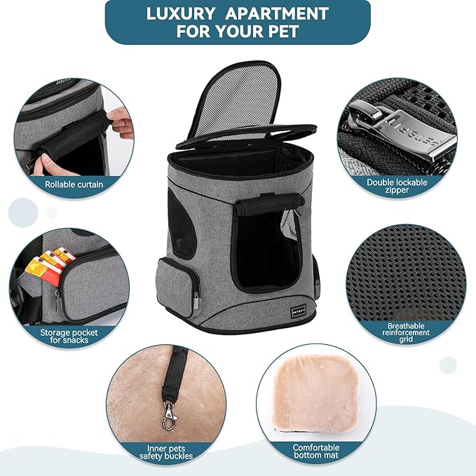 Petsfit Pet Backpack Carrier with Upgrade Waist Cushion Design to Better Fit the Waist, Suitable for Small and Medium Cats, and Rabbits up to 18 Pounds