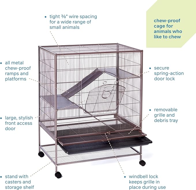 Prevue Pet Products Rolling Small Animal Cage - Ideal for Rats, Chinchillas, Ferrets, Guinea Pigs, Chew-Proof Critter House, Easy to Clean - Earthtone Dusted Rose Hammertone Finish