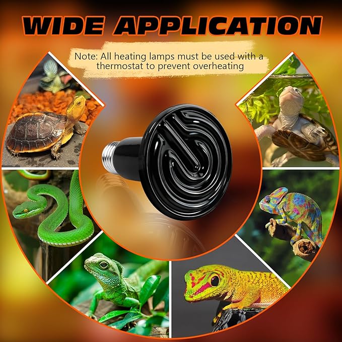 150W Ceramic Heat Emitter Reptile Heat Bulb E26 Base Heat Lamp Bulbs No Light Heat Lamp for Amphibian Pet Brooder Coop Lizard Turtle Snake Terrarium