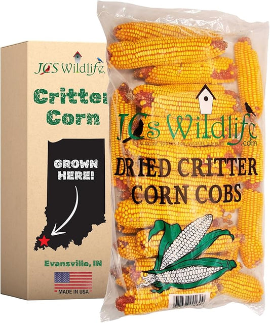 JCs Wildlife Dried Corn on the Cob for Wildlife, Natural Feed for Squirrels, Deer, Raccoons, Rabbits, Ducks, Geese & Backyard Critters, Breathable Packaging, 14 lb Bags (1 Pack)