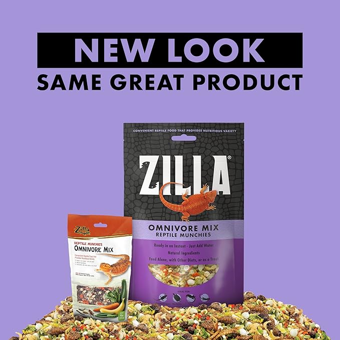 Zilla Reptile Munchies, Omnivore Mix, Dehydrated and Sun Dried Vegetables and Insects, 4 Ounces