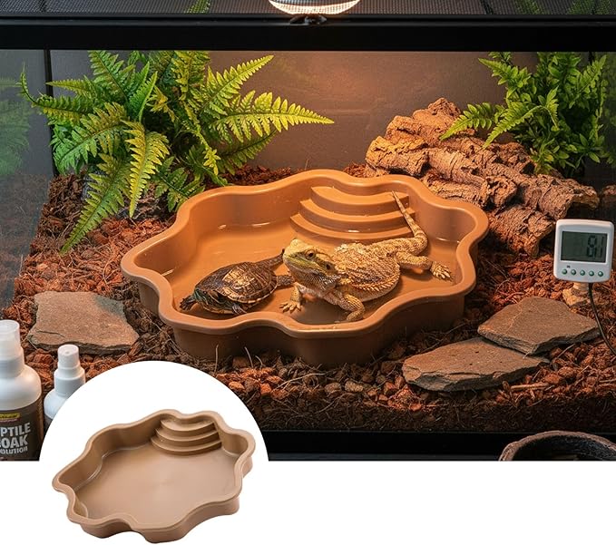 Pet Bathing Tub with Accessible Ramp - Reptile Soaking Container with Entry Feature