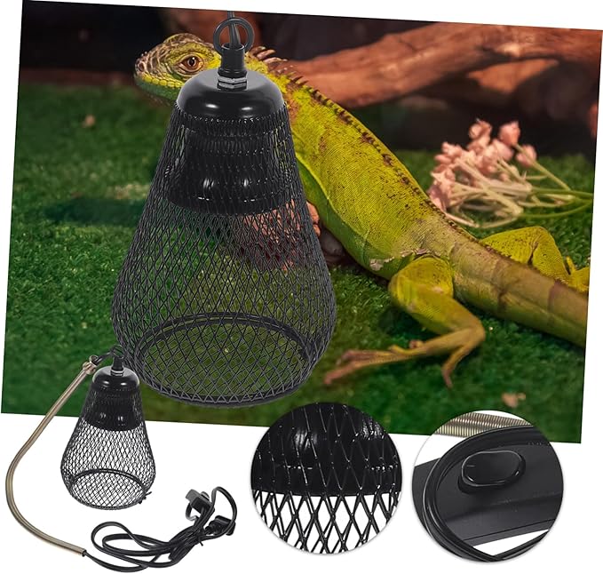 UPKOCH Reptile Heating Lamp Shade Scald Mesh Cover for Pets Durable and Odor Protects Lizards Snakes and Tortoises Easy Installation with Hook US Plug