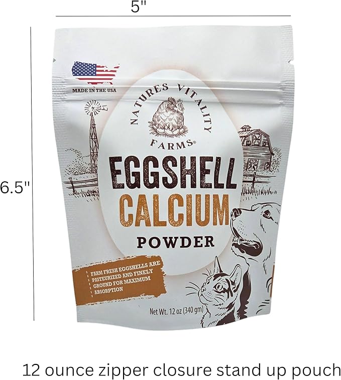12 oz Pure U.S.A. Eggshell Powder for Dogs/Cats, Finely Ground, Calcium Supplement