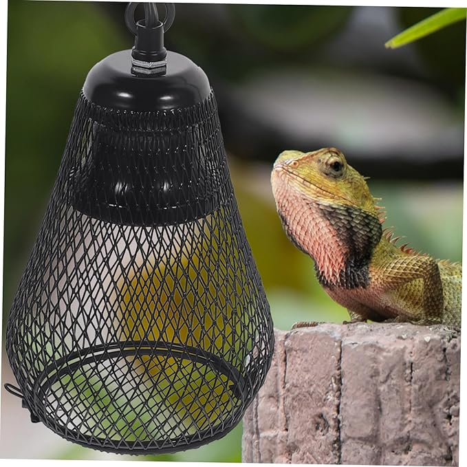 COLLBATH Reptile Heat Lamp Shade with Hook Scald Lamp Cover for Reptile Pets Sturdy Mesh Cover Compatible with Bearded Dragons Turtles and Lizards
