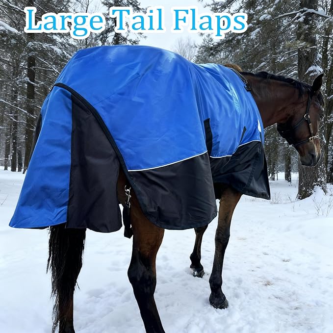 Horse Turnout Blanket, 1680 D Horses Blanket with Detachable Neck Cover, 220g Filling Medium Weight Blankets, Waterproof Snow Proof Blanket for Horses