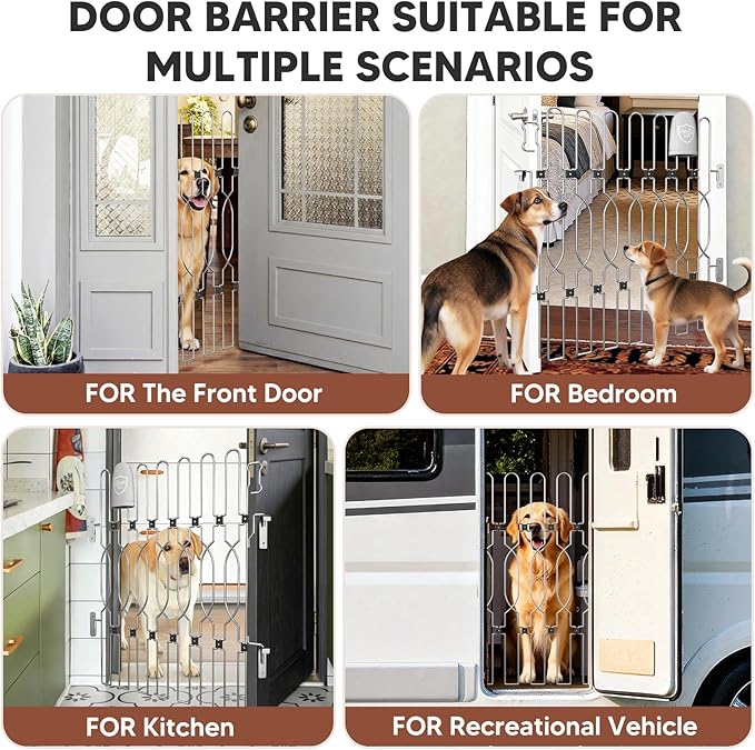 Snagle Paw Extra Tall Metal Retractable Door Barrier, 32.3" Wide 35" Tall Safety Dog Gate for Front Door,Easy Install Retractable Pet Gate for Recreational Vehicle,Doorways