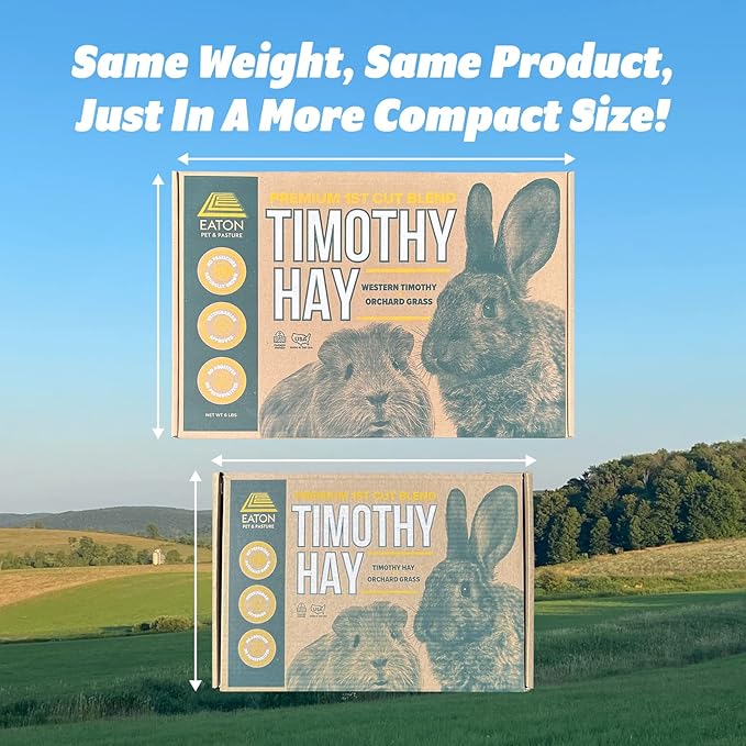 Eaton Pet and Pasture Naturally Grown, Premium, 1st Cut Blend, Western Timothy Hay Orchard Blend, Small Animal Food, Sustainable, Eco-Friendly, Farmer-Owned, 6LB-Box. (Pack of 2)