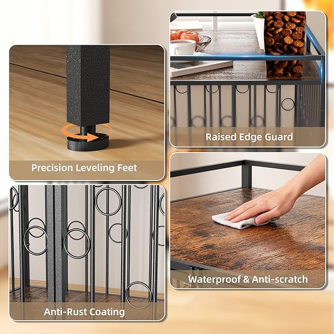 48 Inch XL Dog Crate Furniture for Extra Large Dogs, Heavy Duty Wooden Dog Kennel Table with Storage Shelf, Unique Modern Round Decorative Pet Crate End Table, Sturdy Indoor Dog House