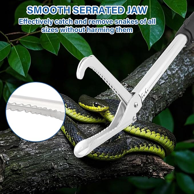 Snake Grabber Tool, 69inch Snake Tongs for Rattlesnake Reptile Tongs Long Reach Grabber Heavy Duty and Made of Stainless Steel Tube Sponge Handle (69inch (Black))
