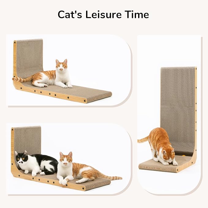FUKUMARU Cat Scratcher for Indoor Cats, 32.7 Inch L Shaped Cat Scratch Pad - Image 8