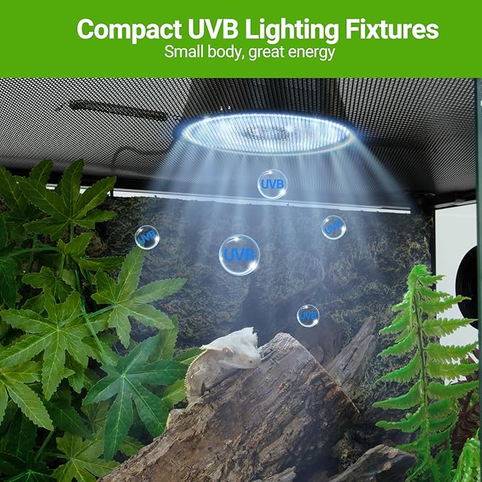 UVB Reptile Light 5.0 & 10.0, UVB Light Bulb Fixture with Dimming, 6W UVA UVB Lamp for Bearded Dragon Gecko Lizard Chameleon Turtle Snake, One Click for Tropical & Desert Reptile