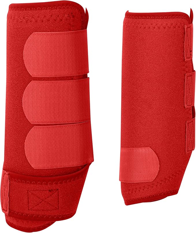 Medicine Horse Boots Splint Boots for Horses Protective Lower Limb Brushing Boots Front Hind Leg Protection Gear Set of 4 (Red, Small)