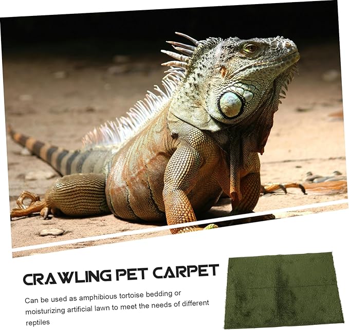 Abaodam Reptile Carpet Mat Imitation Grass Liner for Terrarium Moisture Retaining Bedding for Tortoises and Amphibians Easy to Clean