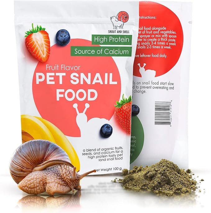 Snout and Shell & Shell Vegetable Flavored Pet Land Snail Food - Tasty High-Protein, Calcium Blend for Snails, Easy Addition to Your Garden Snails Terrarium or Snail Habitat