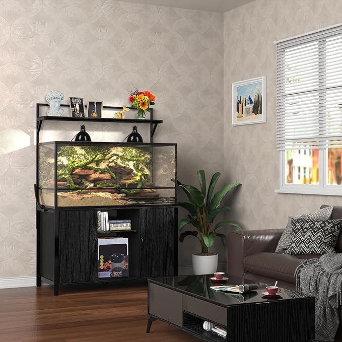 GDLF Reptile Tank Stand Terrarium Stand with Cabinet for Accessories Storage 48" X 24" Tabletop Fits up to 120 Gallon Bearded Dragon, Reptile Terrarium,Turtle Tank