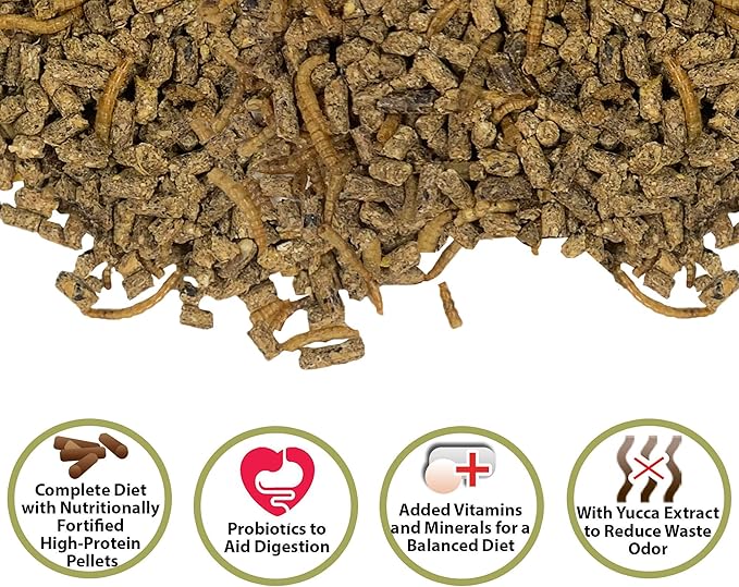 Exotic Nutrition Hedgehog Complete 16 lb - Nutritionally Complete Natural Healthy High Protein Pellets & Dried Mealworms - Food for Pet Hedgehogs