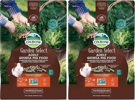 Oxbow Garden Select Guinea Pig Food,Adult,Made Timothy Hay for Guinea Pig,Pet Food Pellets with Vitamin C,Non-GMO,Small Animal Pet Products,Made in USA,High Fiber,8 lb. Bag,(Pack of 2)
