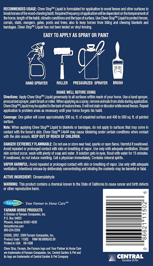 272582 Chew Stop Liquid Chewing Deterrent for Horses, 64 oz