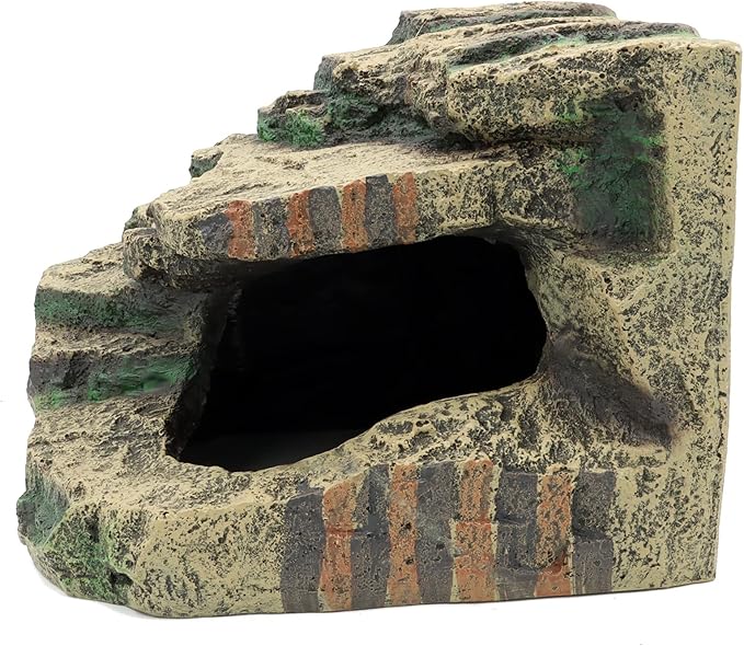 JIHAQUA Large Resin Reptile Tank Accessories Hideouts Cave Habitat Decor for Leopard Gecko Lizards Turtle