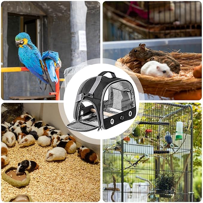 Bird Travel Cage - 33x24x26cm Small Parrot Bird Travel Cage, Lightweight Backpack for Parrot with Shoulder Strap | Portable Small Animal Carrier | Portable Birds Backpack for Budgies, Parakeets, Gent