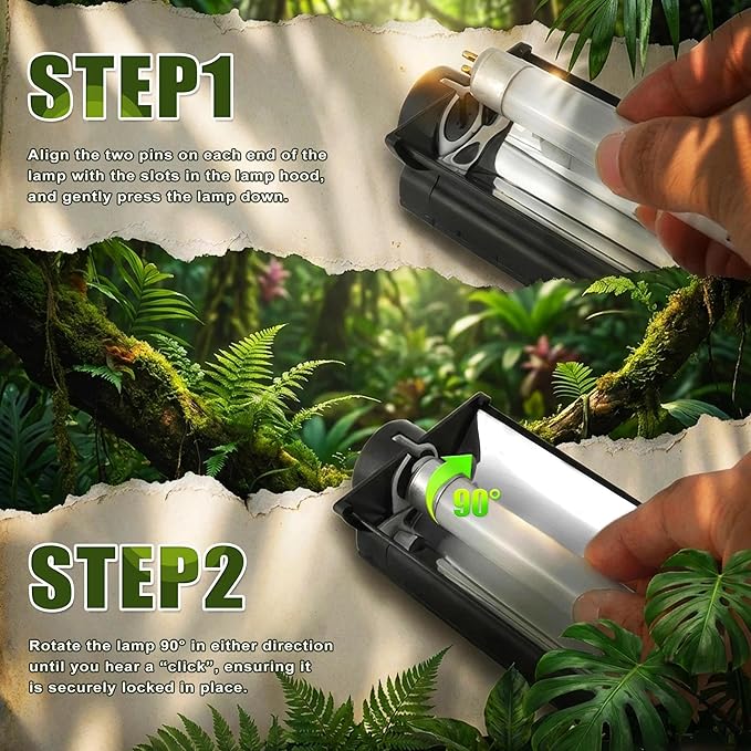 T5 HO UVB Reptile Light Kit, 12.4" Fixture with 8W 10.0 UVB Tube, Suitable for Desert Reptiles Including Juvenile Bearded Dragons in Standard Terrariums