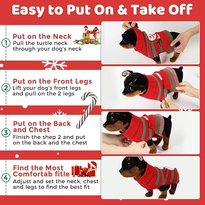 Christmas Dog Sweaters for Small Medium Large Dogs and Cats,Pet Soft Warm Holiday Outfit Girl & Boy,Pup Winter Clothes Turtleneck Double Knitting Collar for Outdoors Playing (Snowman,X-Large)