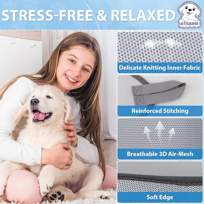 ATESON Pet Dog Grooming Hammock Harness for Medium Dogs Nail Trimming, Dog Sling for Cutting Nails, Dog Hanging Holder Hanger with Nail Clippers, Nail File, Scissors