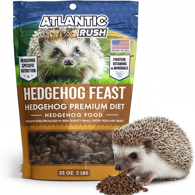 Atlantic Rush Hedgehog Feast Premium Food - Resealable Bag of Hedge Hog Delite- Small Critter Supplies Hedge Hog Food - Hedgehog Treats- Sourced & Made in The USA (2lb Hedgehog Feast)
