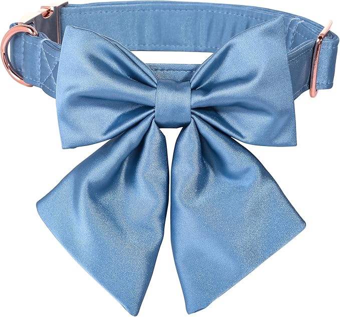Lionet Paws Bowtie Dog Collar - Comfortable Silk Dog Collar with Detachable Bow Tie for XLarge Dogs, Neck 16-26 Inches