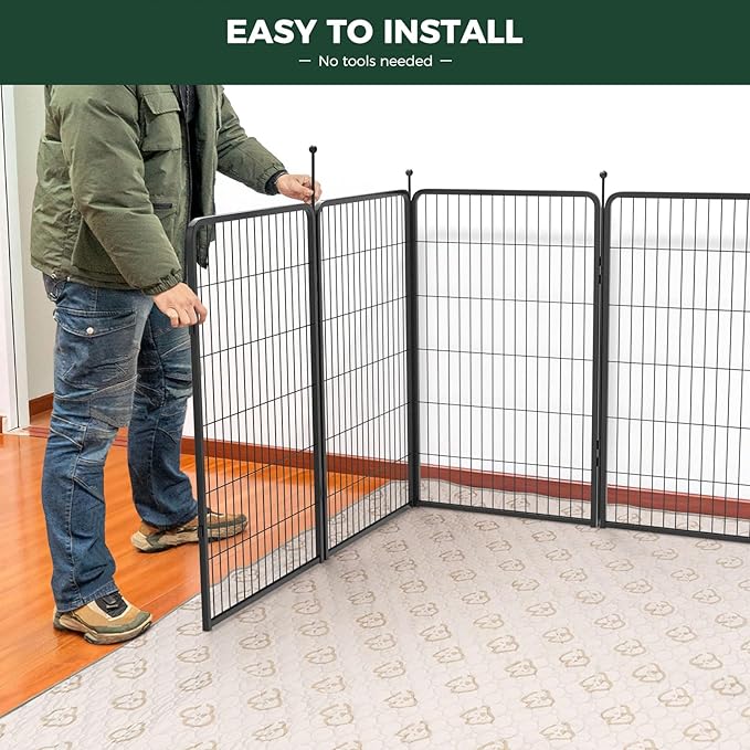FXW Rollick Unleashed Dog Playpen for Indoor, Yard, RV Camping, 45 inch 32 Panels for Large Dogs, Black│Patented