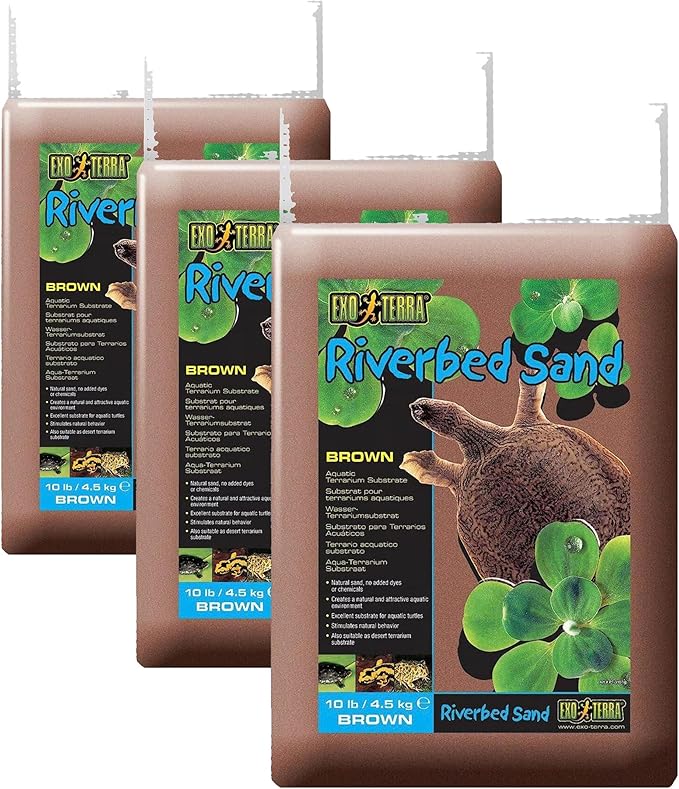 Exo Terra Riverbed Sand, 10-Pounds - Real Riverbed Sand with No Added Dyes or Chemicals (Pack of 3)
