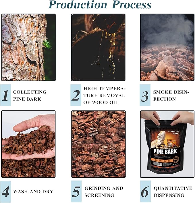 Tfwadmx Reptile Bark Bedding 31.6oz Tortoise Bedding for Habitat Bearded Dragon Substrate Reusable Pine Chips Substrate for Geckos, Lizards, Turtles Snakes, Hermit Crabs