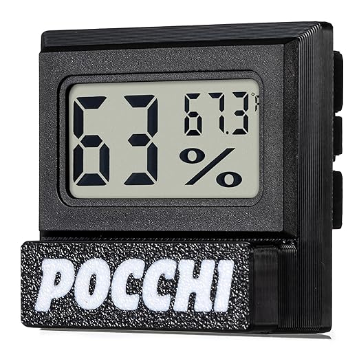 Magnetic Reptile Thermometer and Humidity Gauge - Indoor Temperature and Humidity Monitor - Digital Thermometer Hygrometer for Tank Accessories Bearded Dragon, Snake, Gecko, Lizard - Black