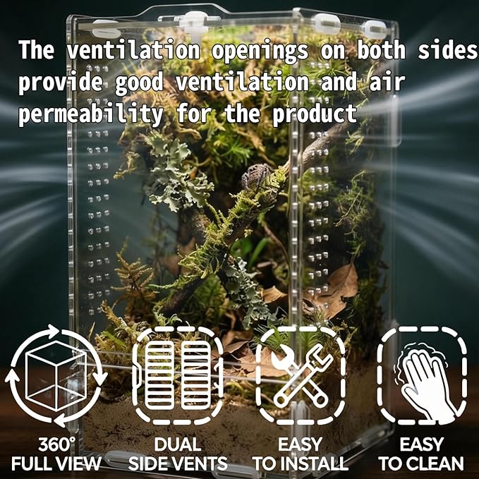 Jumping Spider Enclosure, Reptile Terrarium, Tarantula Habitat,Acrylic Lizard Box, Mantis Bug Cage ﻿